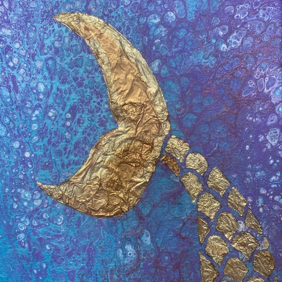 Original Mermaid Fluid Art painting - Picture 4 of 8
